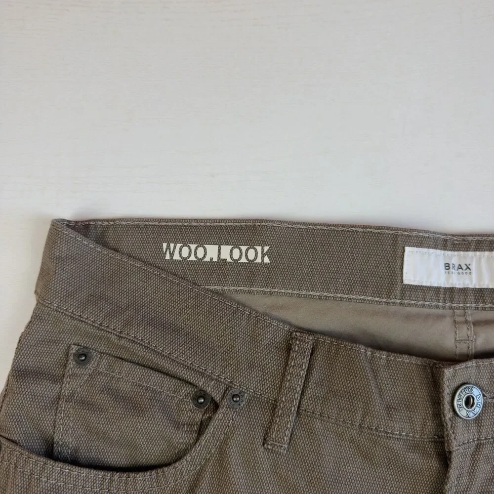 Brax Chuck Pants Stretch Men's 36W 35L Brown Chino Straight Woo, Look